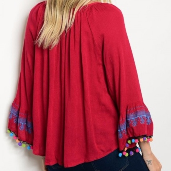 BURGUNDY TOP WITH EMROIDERING - Picture 2 of 3